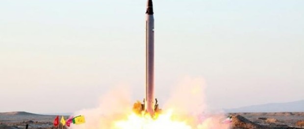 A new Iranian precision-guided ballistic missile is launched as it is tested at an undisclosed location